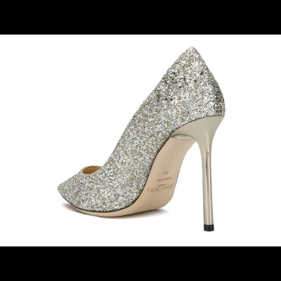 jimmy choo romy 100 silver glitter pumps size 35.5 - Picture 3 of 11